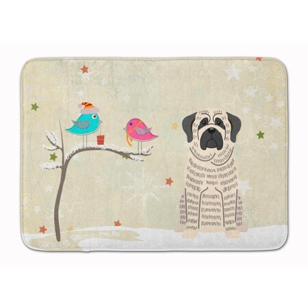 Carolines Treasures Christmas Mastiff Brindle White Machine Washable Memory Foam Mat BB2488RUG